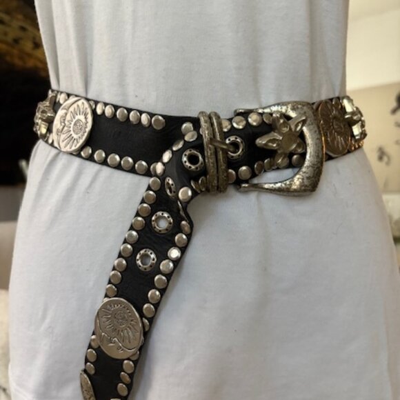Vintage Black embellished belt - Picture 1 of 4